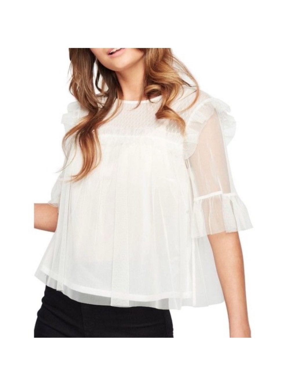 Miss Selfridge White Ruffled Bib Collar Blouse